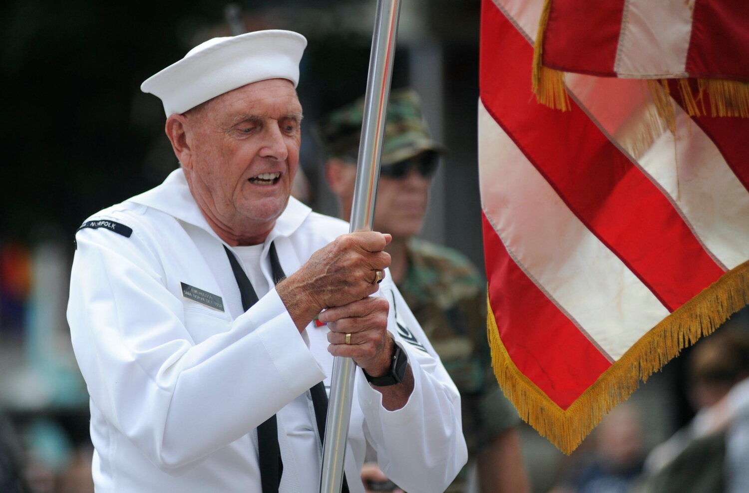 Chuck Husson Sr. was part of the Roscoe VFW honor guard. He served with the U.S. Navy...